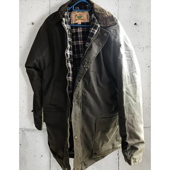 Campera Inglesa De Hilo Encerado Color Verde Talle S .