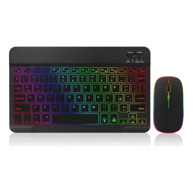 Para Conjunto Teclado Y Ratón Inalámbricos Retroiluminados