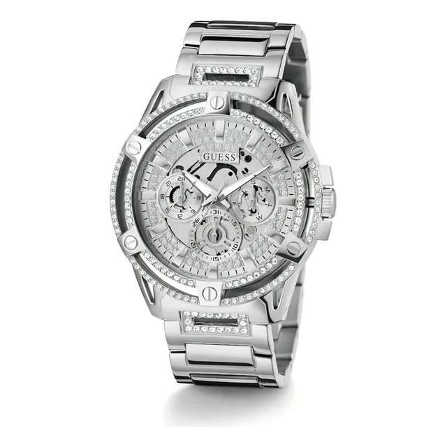 Reloj Guess Mens Silver Hombre Color De La Correa Plateado Color Del Bisel Plateado Color Del Fondo Blanco
