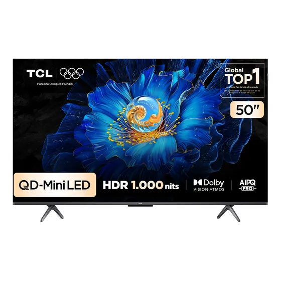 Smart TV TCL 50 Polegadas QLED Mini LED 4K C6KS WiFi Bluetooth Google TV HDR10+ Dolby Atmos 50C6KS
