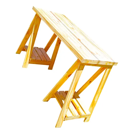 Escritorio Plegable Caballetes Deck Juvenil Pino 120 X 50 Cm