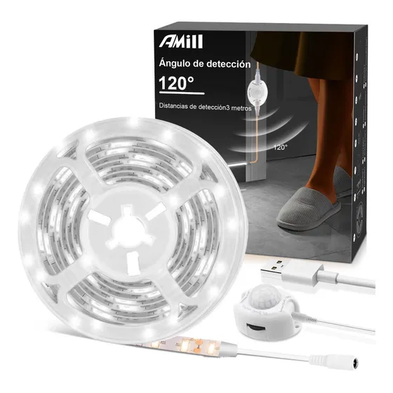 Tiras Led Luces Sensor Para Cuartos/baño/cocina/escaler 5m Luz Blanco Frío