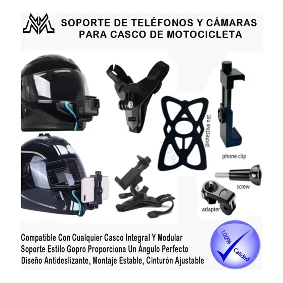 Soporte De Teléfonos Y Cámaras  Para Casco De Motocicleta