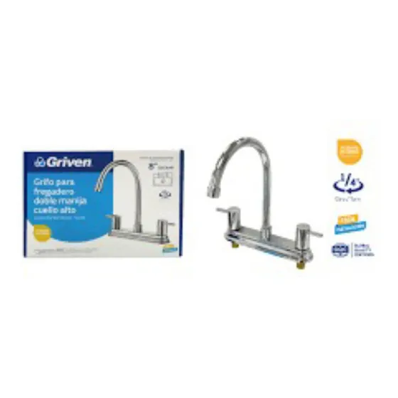 Llave Grupo Fregadero Cuello Alto Cisne Acero Inoxidable