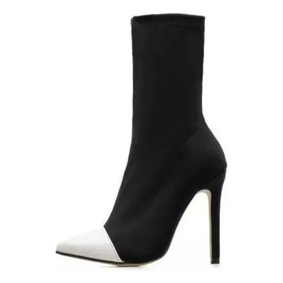 Botas De Mujer De Gran Tamaño, Botas Elásticas Puntiagudas