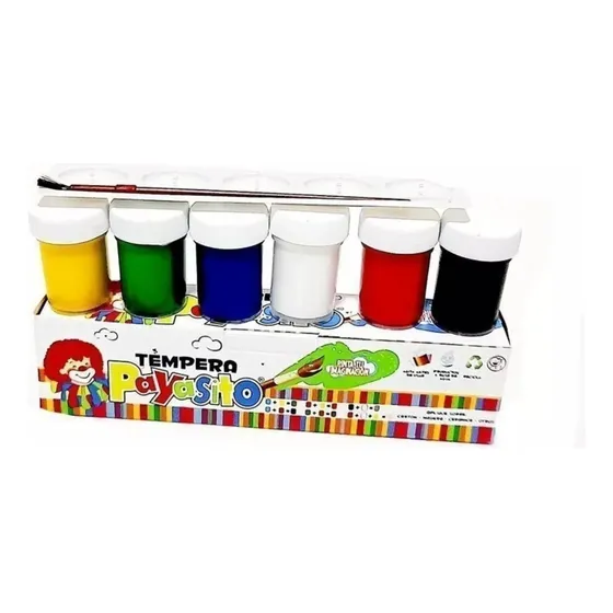 Temperas Payasito  X6 Unidades +pincel + Paleta