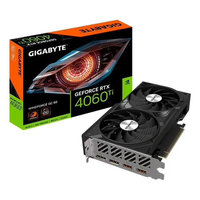 Placa de video Nvidia Gigabyte Windforce GeForce RTX 40 Series RTX 4060 Ti GV-N406TWF2OC-8GD OC Edition 8GB