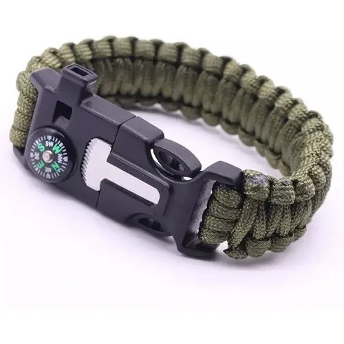 Pulsera Paracord Tactica Supervivencia Pedernal Brujula Pito