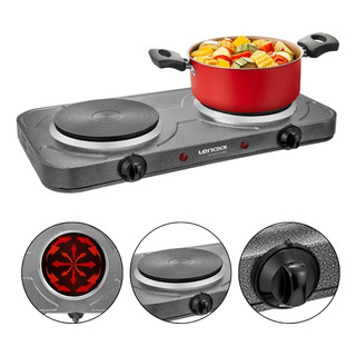 Fogão De Mesa Lenoxx Grand Pratic 2 Bocas Com Termostato Fogão De Mesa Lenoxx Grand Pratic 2 Bocas Com Termostato