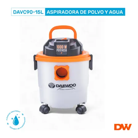 Aspiradora De Tacho Daewoo Davc90-15l 1000w 15l 50hz Color Gris/Naranja/Negro