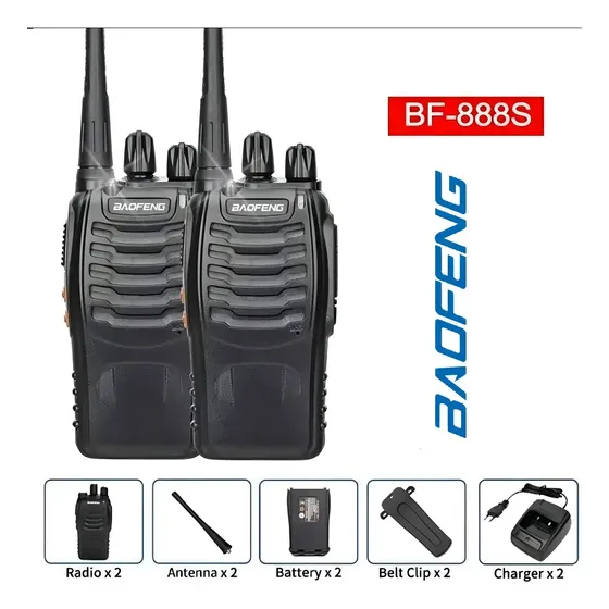 2 Pack Radios Walkie Talkie BF-888S Recargable,Con Manos Libres Color Negro Baofeng | Cuotas sin interés
