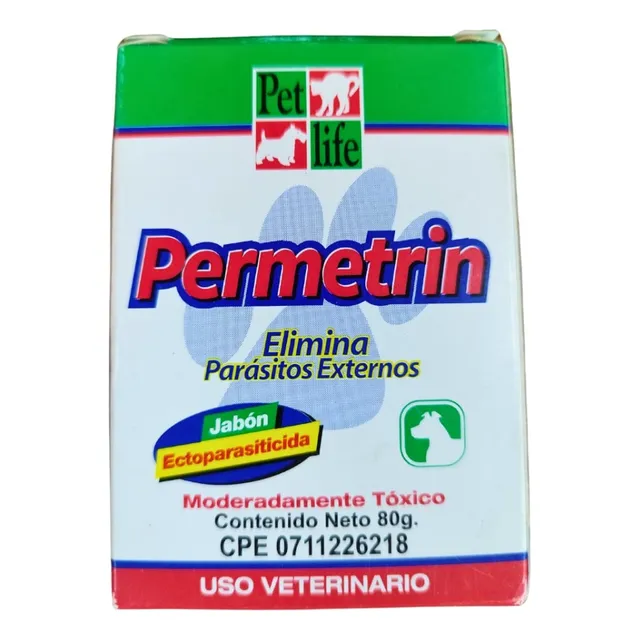 Permetrin Jabon 80g Antiparasitario , Pulgas  Para Mascotas 