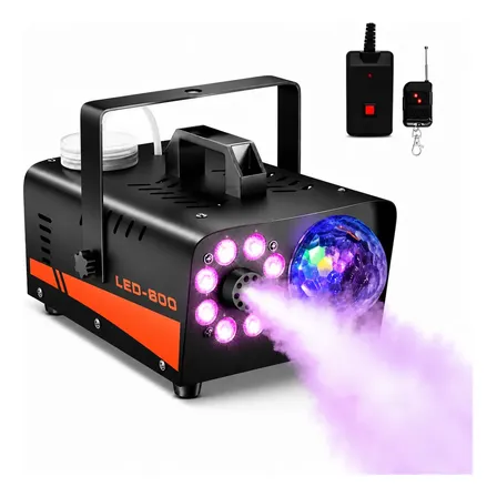 Máquina De Fumaça 1000w Iluminação 8 Led Rgb 2 Controles Dmx 220v Preto