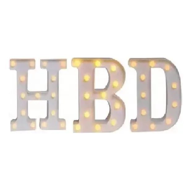 Hbd Letras Luz Led Lampara Decorativa Cumpleaños Fiesta Deco
