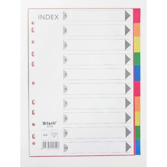 Indice Separador 10 Colores A4 Pack X10