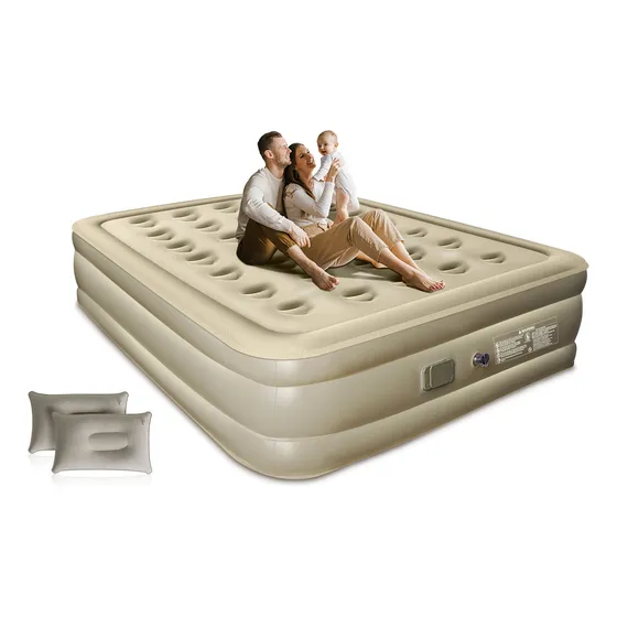 Colchón Inflable Genérica SPCQC001 Queen Size Con Bomba De Aire Eléctrica Recargable 203x150x43cm Beige
