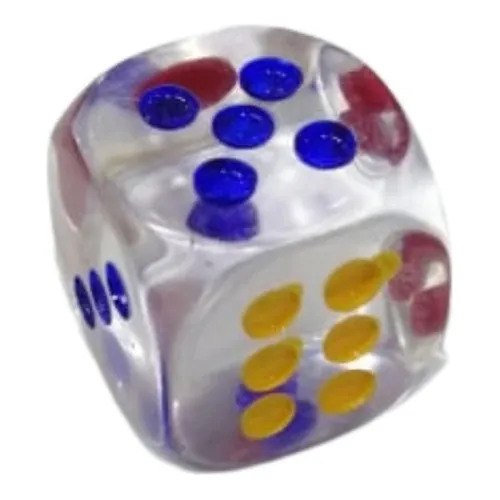 Dados Grandes Transparente Puntos Azules Rojos Poker 1 Dado
