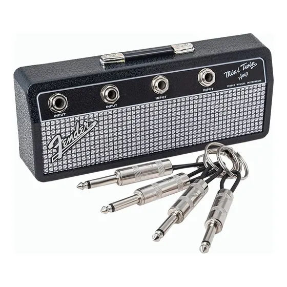 Llavero con miniamplificador Fender con 4 enchufes P10, color negro