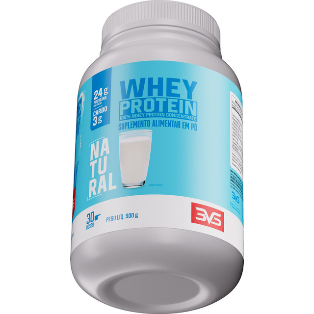 100% Whey Protein Concentrado 900g Sabor: Natural - Proteína 100% Pura - 3vs Nutrition 100% Whey Protein Concentrado 900g Sabor: Natural - Proteína 100% Pura - 3vs Nutrition