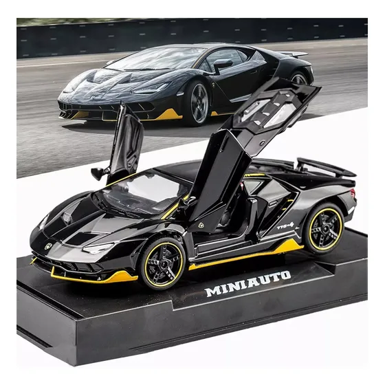 Vehículo A Escala Lamborghini De Auto Alear Con Luz Y Sonido Color Negro