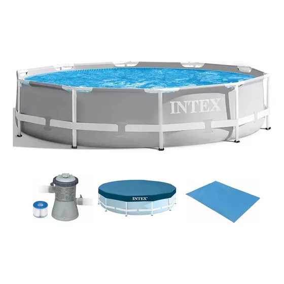 Piscina Intex 5000 Litros Estrutural Prism 110v Capa Forro Cor Cinza