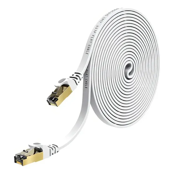 Cable de Red Ethernet Plano Cat 7 10 Metros RJ45 600 MHz Blanco | Cuotas sin interés