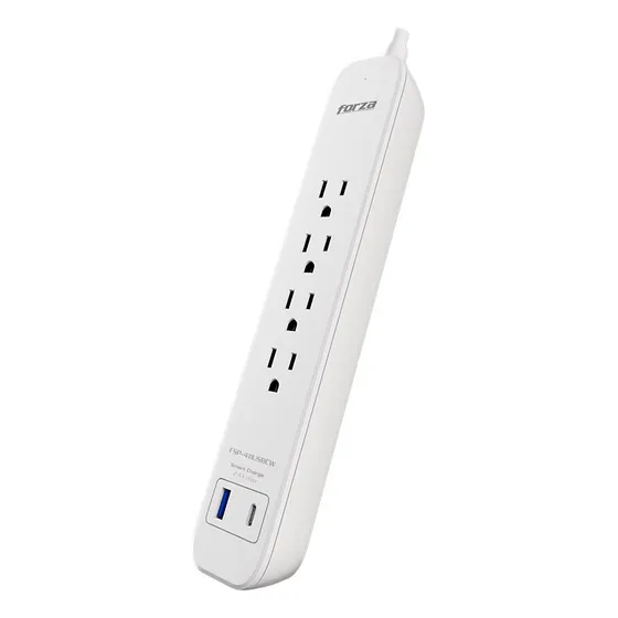 Regleta Electrica Forza, 1625w/1000j, 4 Tomas, Usb-a, Usb-c