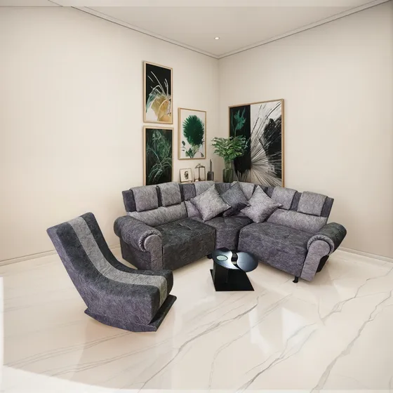 Juego De Sala Con Brazos Y Silla Auxiliar En Tela Antifluido