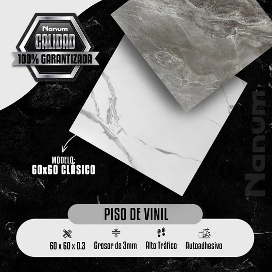 Piso De Vinil Autoadhesivo Pvc 61 X 61cm, 3mm, Nanum