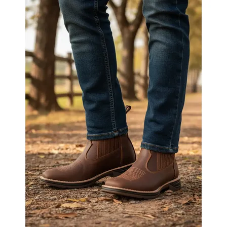 Botina Django Jump Couro Masculina Cano Curto