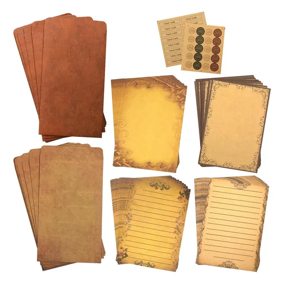 Centerz Juego De Papel Estacionario Vintage + Sobres Kraft C