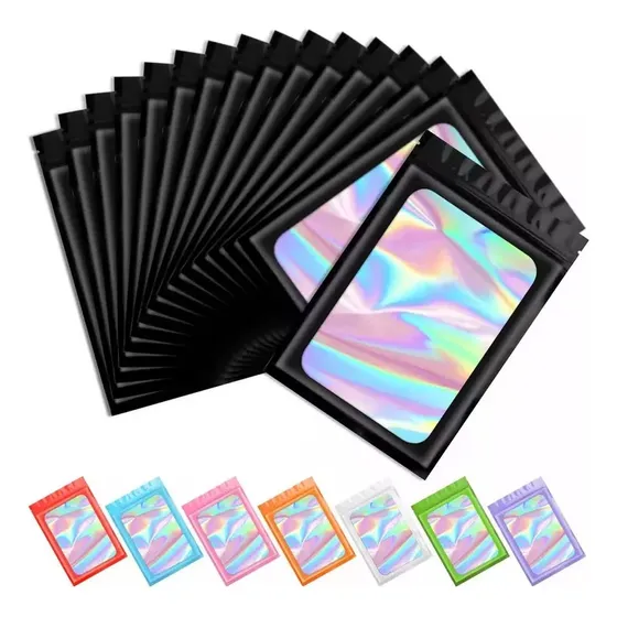 100 Bolsas De Aluminio Holográficas Resellables De 9 X 12cm