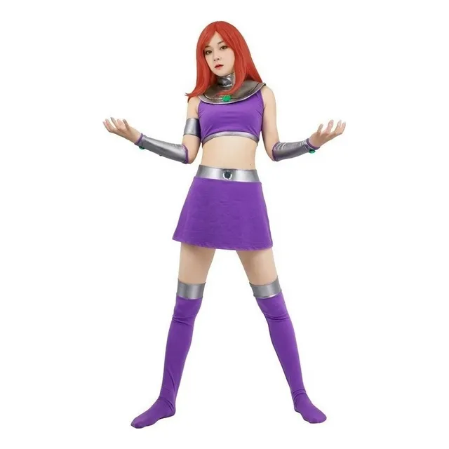 Disfraz De Anime Starfire Cosplay Mujer Halloween Carnaval