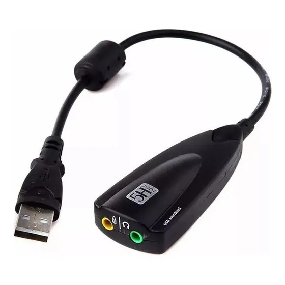 Adaptador De Áudio Usb 2.0 Externo Placa De Som 7.1 Cor Preto