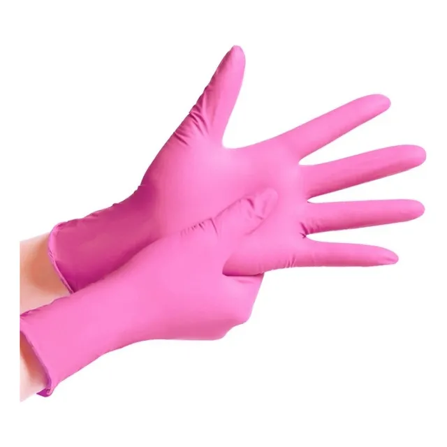 Guantes De Nitrilo Rosados Gatamo 100 Guantes  Talla S M L