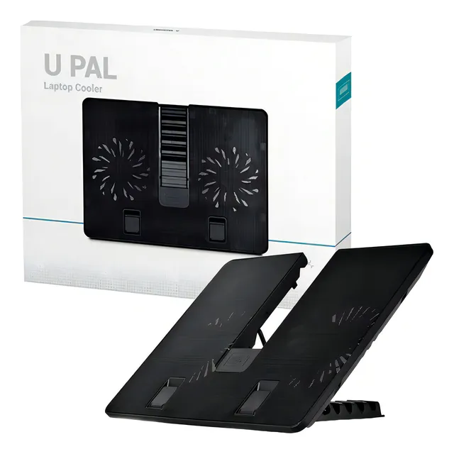 Base negra para portátil Deepcool U Pal con 2 ventiladores