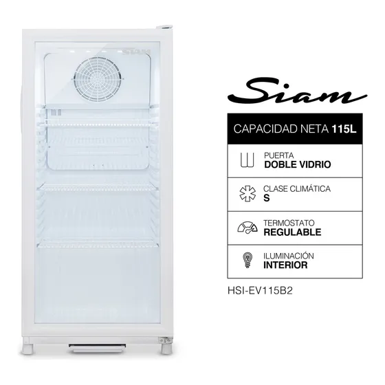 Siam Exhibidora HSI-EV115B2 heladera vertical 115 litros puerta doble vidrio