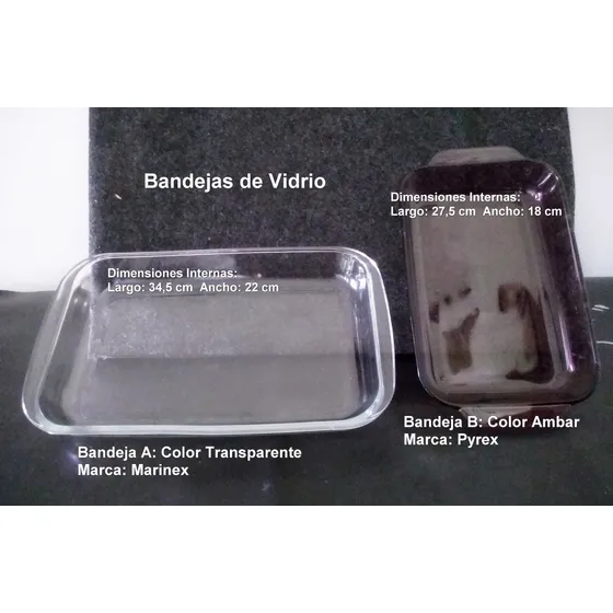 Combo De 2 Bandejas Rectangulares De Vidrio Usadas