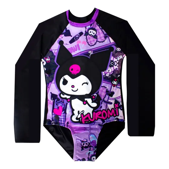 Traje De Baño Manga Larga De Kuromi Negro