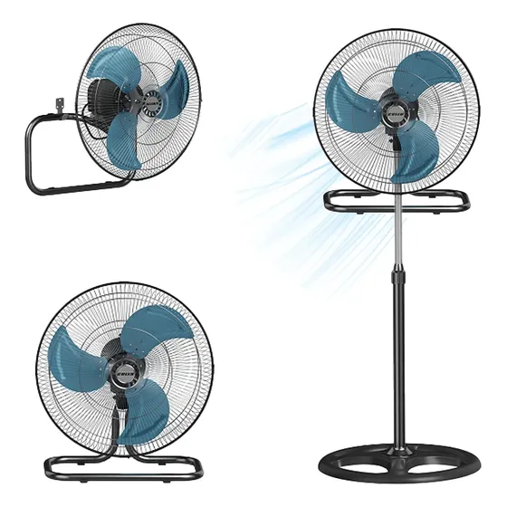 Ventilador Piso Pedestal Pared 3en1 Con 3 Aspas 18 Pulgada 48 Cm 50 Hz X 60 Hz Negro Azul Plástico 3