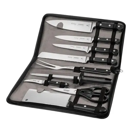 Juego de cuchillos Tramontina de acero inoxidable con estuche Century, 10 piezas, color negro | Cuotas sin interés