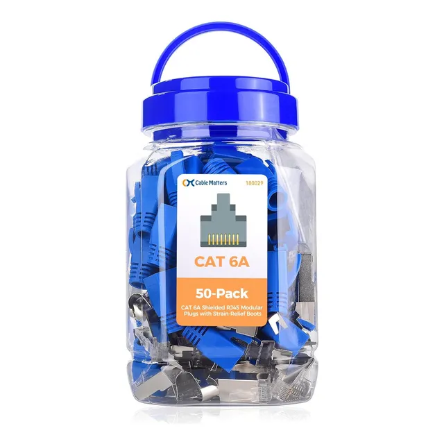 Enchufe Modular Blindado Cat6a Rj45 Paquete De 50