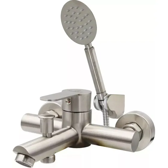 Llave Monomando Tina Ducha Modern Inox Taumm Acabado Cromado Color Plateado