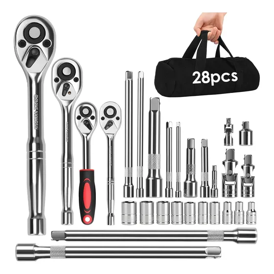 Kit De Herramientas Mecánicas 28 Piezas Dados Llave Matraca