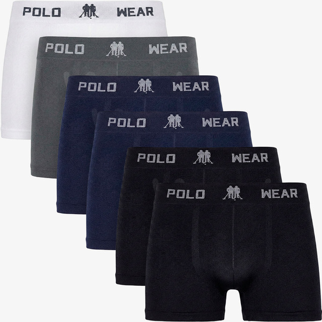 Kit 6 Cuecas Polo Wear Boxer Masculina Sem Costura Original Kit 6 Cuecas Polo Wear Boxer Masculina Sem Costura Original