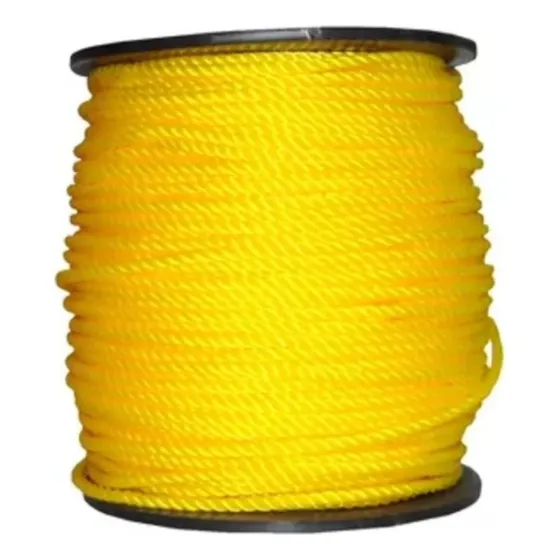 Mecate Amarillo De Polietileno 3 Hebras De 3/8 Pulgadas