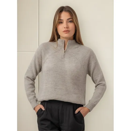 Sweater Mujer Mauro Sergio Medio Cierre En Cuello