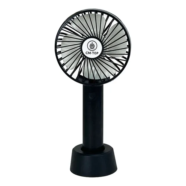 Ventilador Mano Portátil 3 Velocidades Con Base Recargable Color Negro