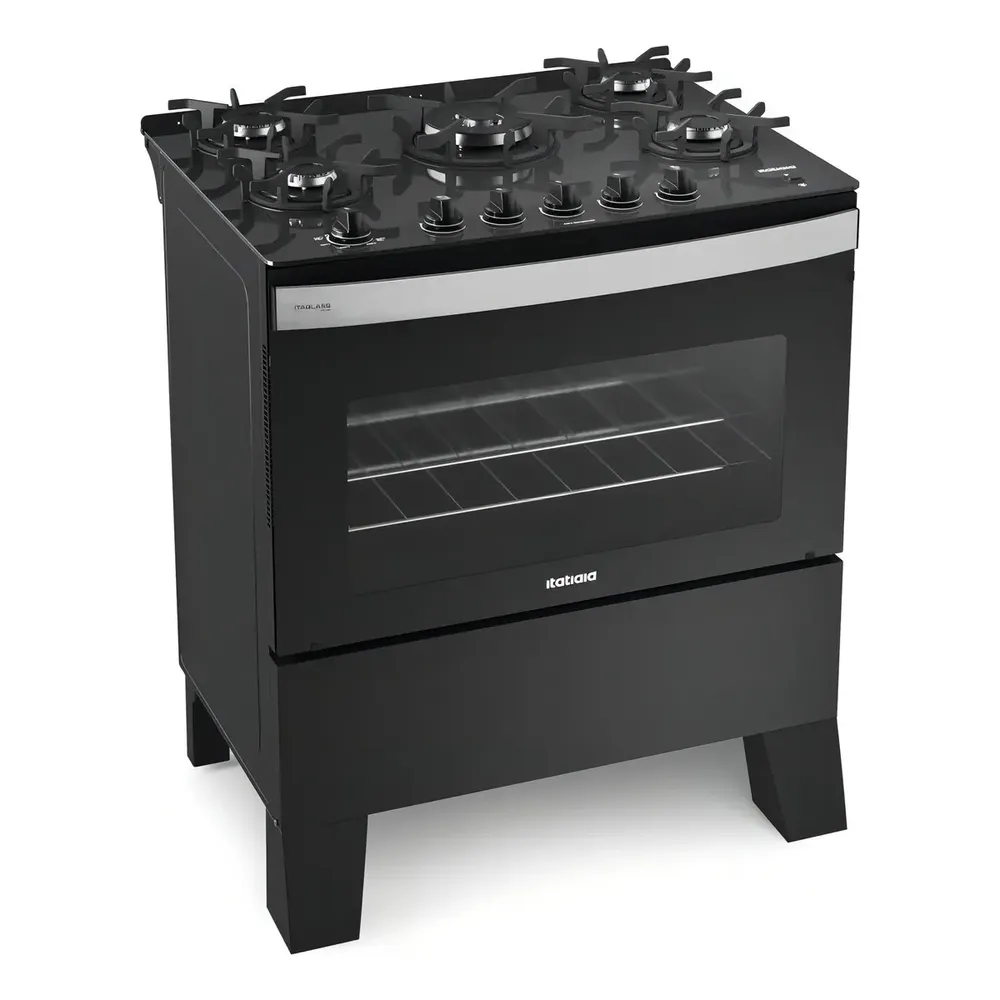 Fogão De Piso Itatiaia 5 Bocas Tc Itaglass Plus Cor Preto — Oferta Verificada