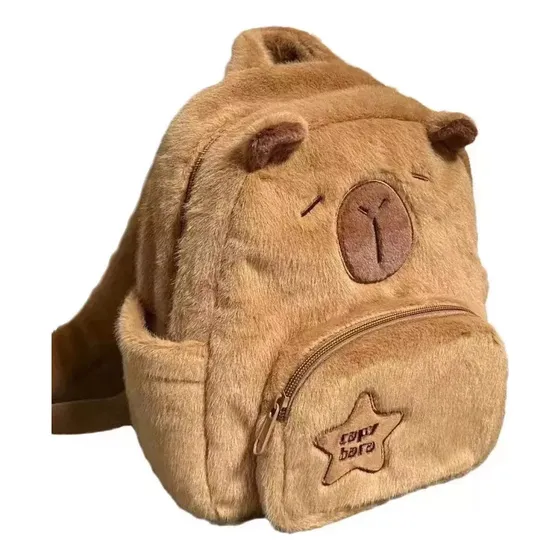 Mochila De Capibara Escolar Infantil Pequeña Para Estudiantes Peluche Carpincho Afelpada Niña Capivara Suave Backpack Capybara Tender Lihome 1 Pza